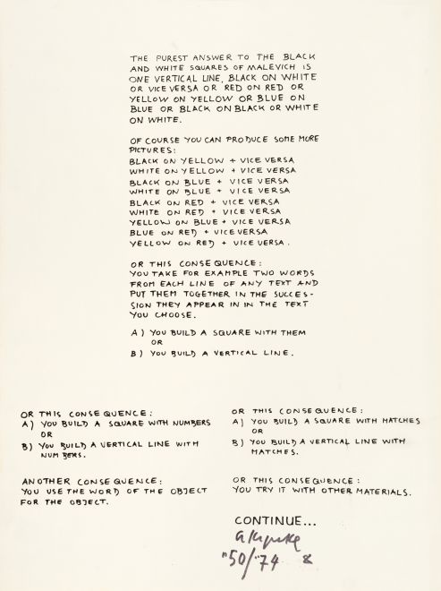 Edition by Arthur Köpcke. A handwritten text on light-colored paper. Köpcke's instructions.