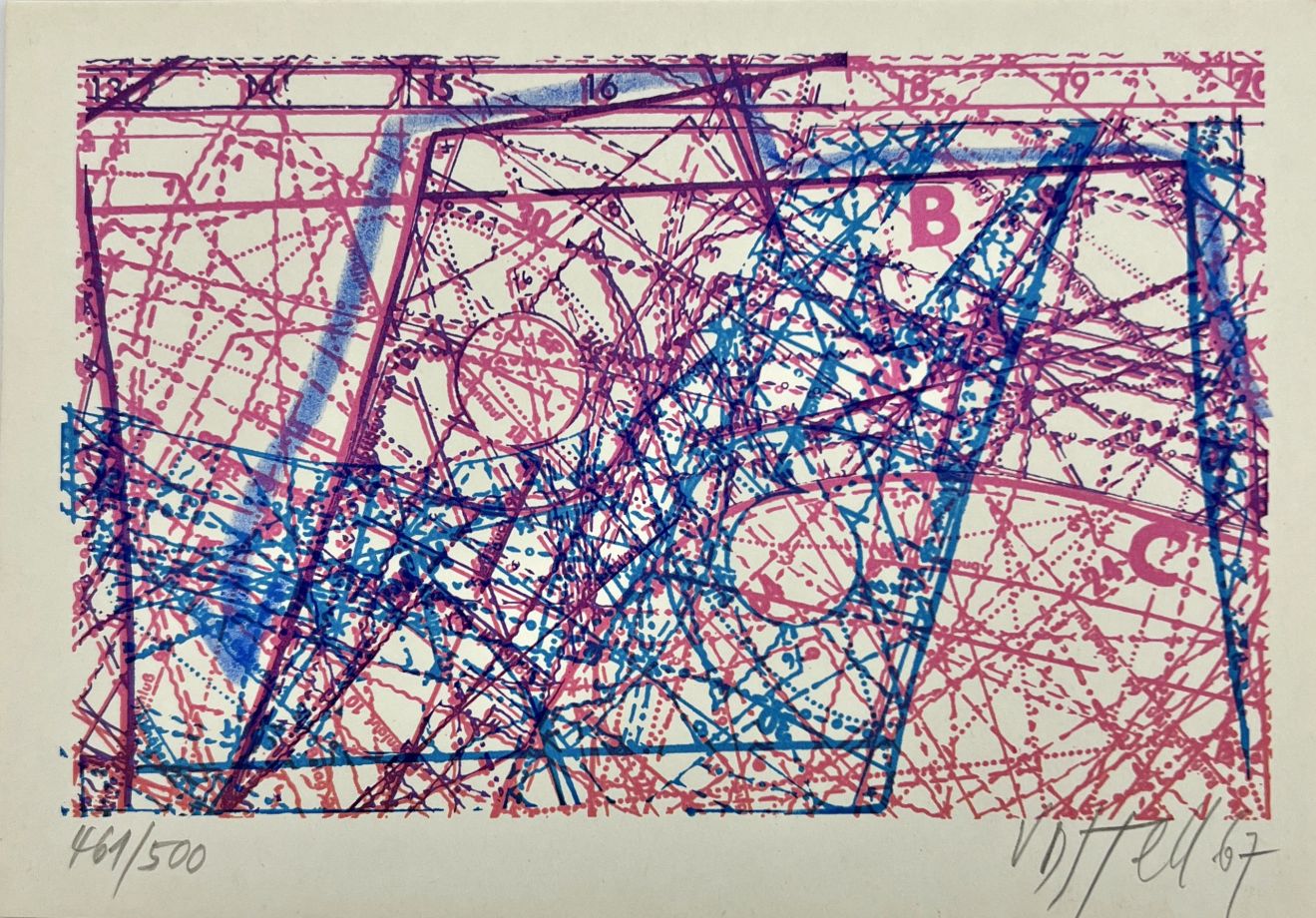 Screen print on cardboard by Wolf Vostell